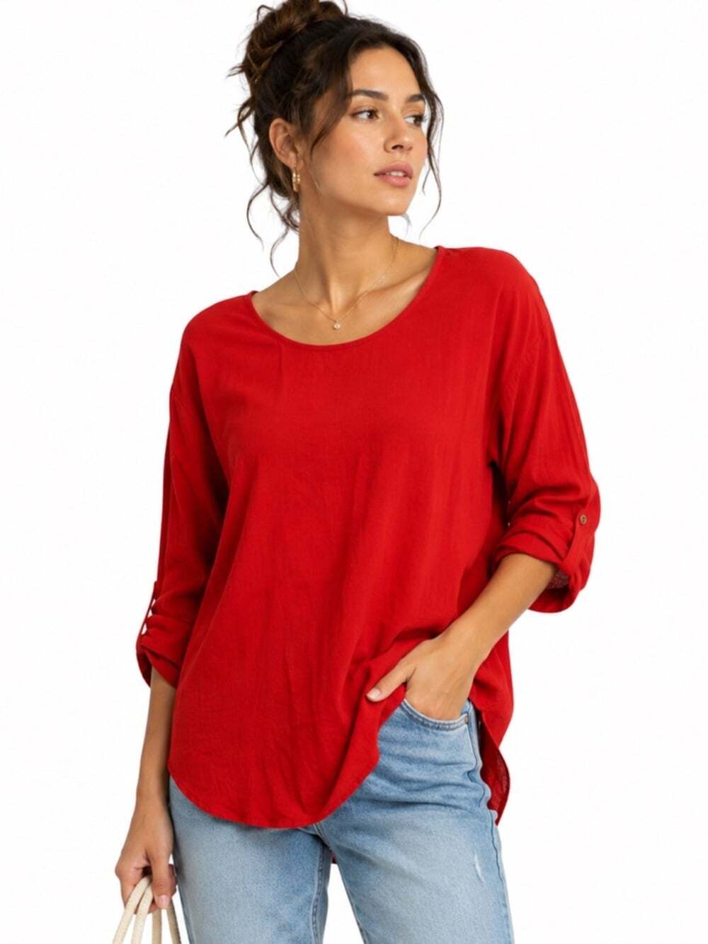 NWOT Esqualo Elegant Red Top, Women's Size 8, Elegant, Casualcore, Modern, Work